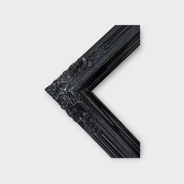 9 x 12 In Stock - Ready to Ship, Traditional compo Xl ornate corners wood frame, HIGH GLOSS BLACK, vintage wood picture frame, antique style