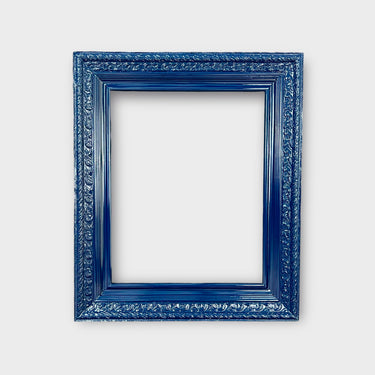 Classic wood picture frame, BLUE ornate frame, floral details, antique frame, vintage frame, custom picture frame, canvas frame,