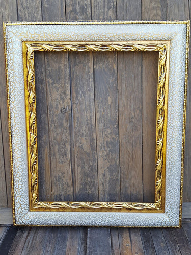 14 x 18 In Stock - Ready to Ship, French style wood picture frame, crackle finish, Goldleaf frame, colonial frame, wedding frame,custom