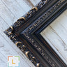 Vintage style Black wood picture frame with gold accents., antique style, ornate frame,distressed black, canvas frame,oil painging frame