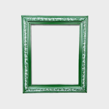 8 x 10 In stock ready to ship, Custom wood frame with compo ornate trim. Distressed green frame,canvas frame,photo frame,