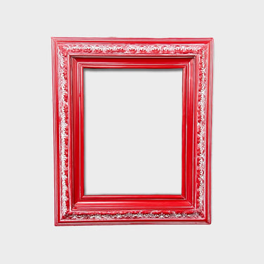 8 x 10 In Stock Ready To Ship - Custom wood frame with compo ornate trim. DISTRESSED RED frame, photo frame, custom made red picture frame