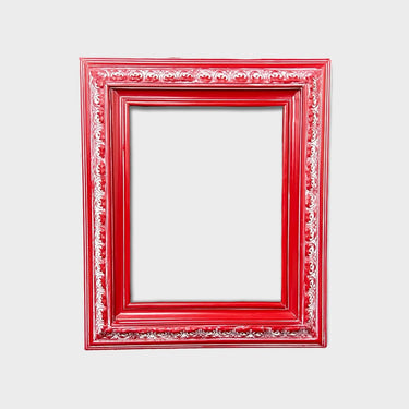 Custom wood frame with compo ornate trim. DISTRESSED RED frame,red frame,photo frame, custom made red picture frame, canvas frame,
