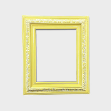 shabby Custom wood frame with compo ornate trim. DISTRESSED YELLOW frame,canvas frame,photo frame, oil painting frame, vintage frame,