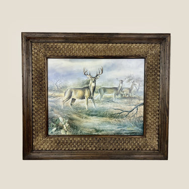 Rustic frame with Ornate burlap style ,ranch decor, hunting decor, farm house, hand crafted, wildlife art , custom sizes available