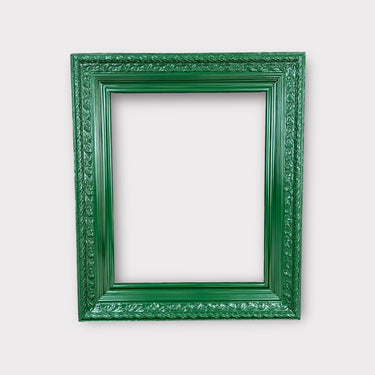 Classic wood picture frame, GREEN ornate frame, floral details, antique frame, vintage frame, custom picture frame, canvas frame,