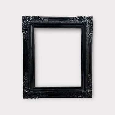 Traditional compo Xl ornate corners wood frame, HIGH GLOSS BLACK, vintage wood picture frame, antique style