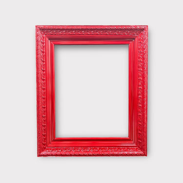 Classic wood picture frame, HIGH GLOSS RED, ornate frame, floral details, antique frame, vintage frame, custom picture frame, canvas frame,