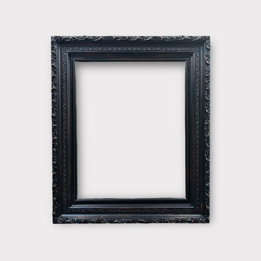 Vintage style Black wood picture frame with compo ornate trim, DISTRESSED BLACK, antique style, ornate frame, handmade, custom sizes