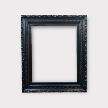 9 x 12 In Stock Ready to Ship,Vintage style Black wood picture frame with compo ornate trim, DISTRESSED BLACK, antique style