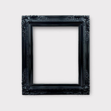 Traditional compo Xl ornate corners wood frame, HIGH GLOSS BLACK, vintage wood picture frame, antique style