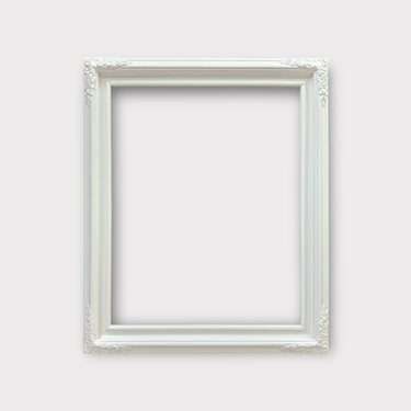 Small profile Ornate wood picture frame, PURE WHITE SATIN finish, poster frame , vintage style, photo frame,canvas frame, custom sizes