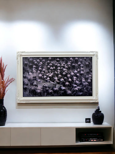 32" to 65" inch Ornate frame for Samsung The Frame TV and Frame Pro TV models, White with Satin finish, not meant for use with other TVs.