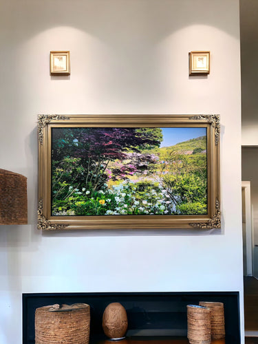 32" to 65" inch Ornate frame for Samsung The Frame TV & Frame Pro TV models, Antique Gold finish, not meant for use with other TVs.