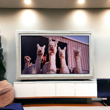 32" to 65" inch TV Ornate frame for Samsung The Frame TV and Frame Pro TV models, Soft Ivory Finish, not meant for use with other TVs.