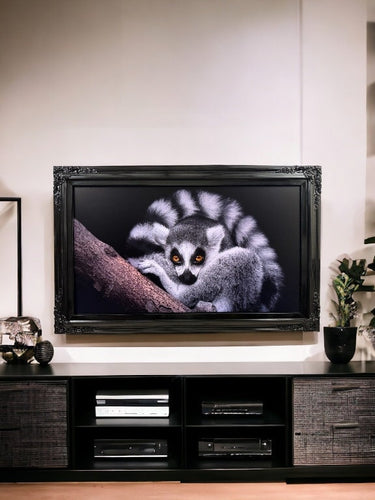 32" to 65" inch Ornate frame for Samsung The Frame TV and Frame Pro TV models, Glossy Black, not meant for use with other TVs.