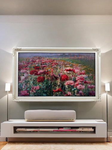 32" to 65" inch Soft Ivory French style ornate frame for Samsung The Frame TV and Frame Pro TV models, not meant for use with other TVs.