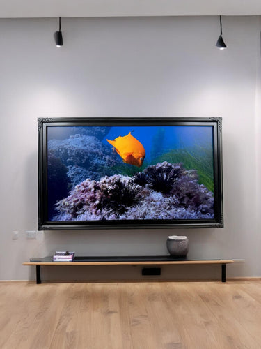 32" to 75" inch Ornate frame for Samsung The Frame TV and Frame Pro TV models, Satin Black finish, not meant for use with other TVs.
