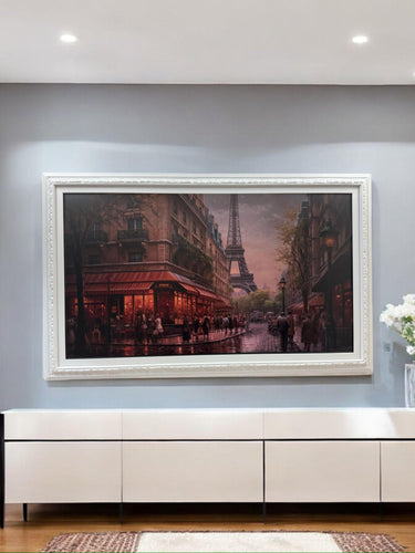 55, 65 & 75 inch Hisense Canvas TV wood frame, Satin white finish, Canvas TV by Hisense, not meant for use with other TVs