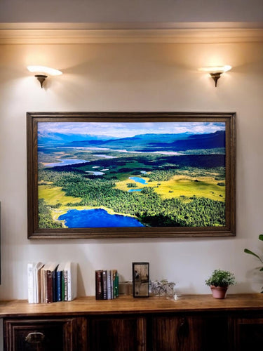 55, 65 & 75 Inch TV frame for TCL NXT Frame Tv, Rustic Dark Wood finish, Exclusively for Tcl Nxt,not meant for use with other Tv brands.
