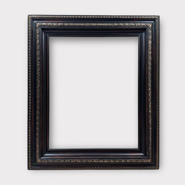 Classic ornate frame, Distressed BLACK with GOLD accents, vintage style frame, ornate picture frame, canvas frame, custom sizes available