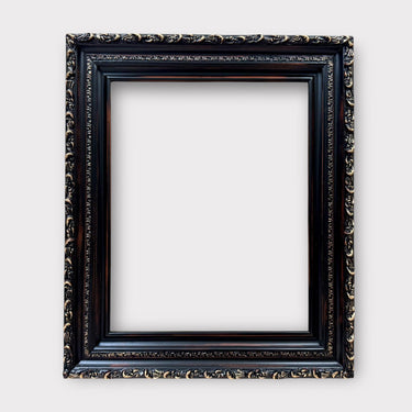 12 x 16 In stock ready to ship Vintage style Black wood picture frame with gold accents., antique style, ornate frame,distressed black