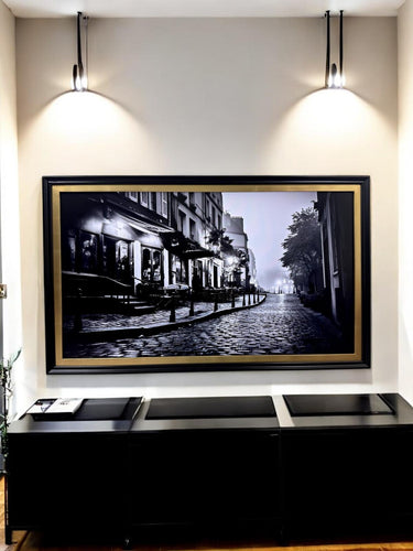 55, 65 & 75 inch Contemporary frame for TCL Nxt frame, Black with Gold leaf, TCL frame Tv not meant for use with other TVs