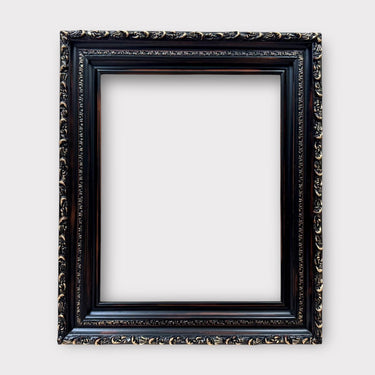 Vintage style Black wood picture frame with gold accents., antique style, ornate frame,distressed black, canvas frame,oil painging frame