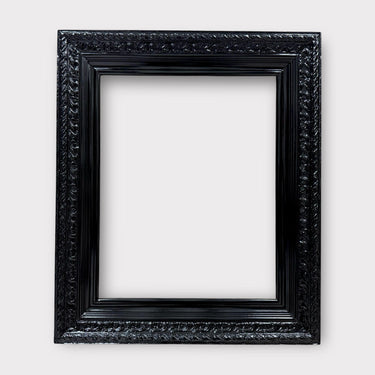 Classic wood picture frame, HIGH GLOSS BLACK, ornate frame, floral details, antique frame, vintage frame, custom picture frame, canvas frame