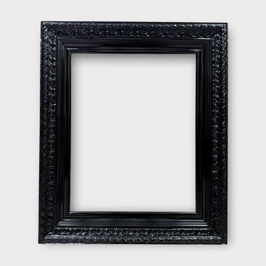 Classic wood picture frame, HIGH GLOSS BLACK, ornate frame, floral details, antique frame, vintage frame, custom picture frame, canvas frame