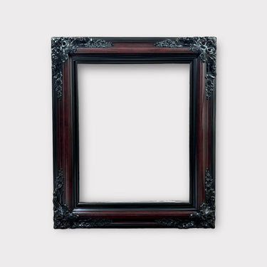 16 x 24 In Stock - Ready to Ship, Traditional compo XL ornate corners wood frame, CHERRYWOOD finish with BLACK, vintage wood picture frame