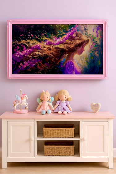 32" to 75" inch Ornate frame for Samsung The Frame and Frame Pro TV models, Glossy Pink finish, not meant for use with other TVs