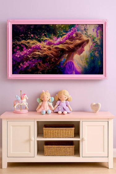 32" to 75" inch Ornate frame for Samsung The Frame and Frame Pro TV models, Glossy Pink finish, not meant for use with other TVs