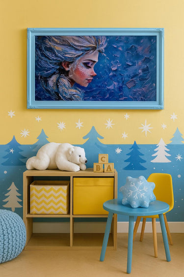 32" to 75" inch Ornate frame for Samsung The Frame and Frame Pro TV models, Glossy Sky Blue finish, not meant for use with other TVs