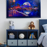 32" to 75" inch Ornate frame for Samsung The Frame and Frame Pro TV models, Glossy Blue finish, not meant for use with other TVs