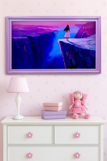 32" to 75" inch Ornate frame for Samsung The Frame and Frame Pro TV models, Glossy Lavender finish, not meant for use with other TVs
