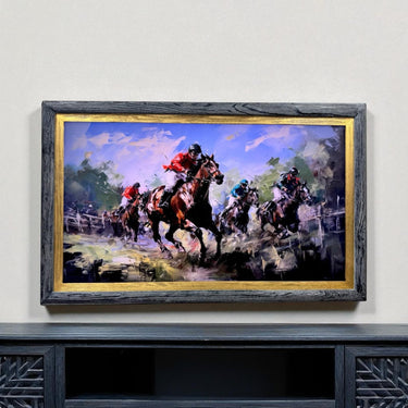 32" to 65" inch TV frame for Samsung The Frame TV and Frame Pro TV models, Rustic Black with gold leaf, not meant for use with other TVs.