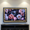 32" to 65" inch TV frame for Samsung The Frame TV and Frame Pro TV models, Rustic Black with gold leaf, not meant for use with other TVs.