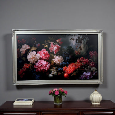 65 & 75 inch Hisense Canvas TV Ornate frame, Antique Silver finish, Canvas TV by Hisense, not meant for use with other TVs.
