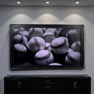 55, 65 & 75 inch Hisense Canvas TV 55 Ornate frame, Distressed Black finish, Canvas TV by Hisense, not meant for use with other TVs.