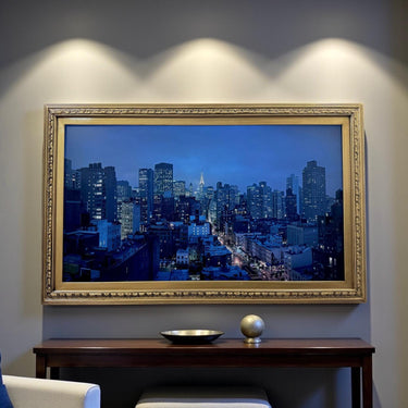 32" to 65" Inch Ornate frame for Samsung The Frame TV and Frame Pro TV models, Antique Gold Finish, not meant for use with other TVs.