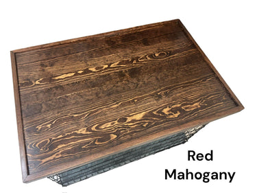 Dog Kennel Wood Topper with safety lip, RED MAHOGANY STAIN , handmade from real hardwood, dog crate top