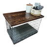 Dog Kennel Wood Topper with safety lip, RED MAHOGANY STAIN , handmade from real hardwood, dog crate top