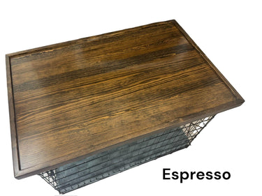 Dog Kennel Wood Topper with safety lip, ESPRESSO STAIN, handmade from real hardwood, dog crate top