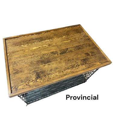 Dog Kennel Wood Topper with safety lip, PROVINCIAL STAIN , handmade from real hardwood, dog crate top