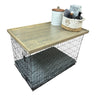 Dog Kennel Wood Topper with safety lip, CLASSIC GRAY STAIN , handmade from real hardwood, dog crate top