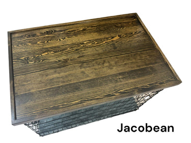 Dog Kennel Wood Topper with safety lip, JACOBEAN STAIN , handmade from real hardwood, dog crate top