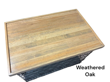 Dog Kennel Wood Topper with safety lip, WEATHERED OAK STAIN , handmade from real hardwood, dog crate top