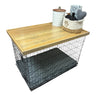 Dog Kennel Wood Topper with safety lip, WEATHERED OAK STAIN , handmade from real hardwood, dog crate top