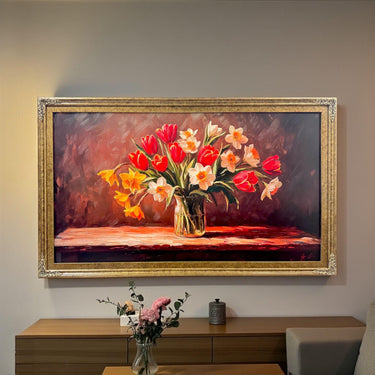 55, 65 & 75 inch ornate frame for TCL Nxt frame, Elegant Marble Gold finish, TCL frame Tv not meant for use with other TVs.